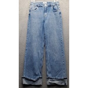 Sybilla Falabella Straight Folded Ankle Jeans Womens 32 Blue Denim Streetwear